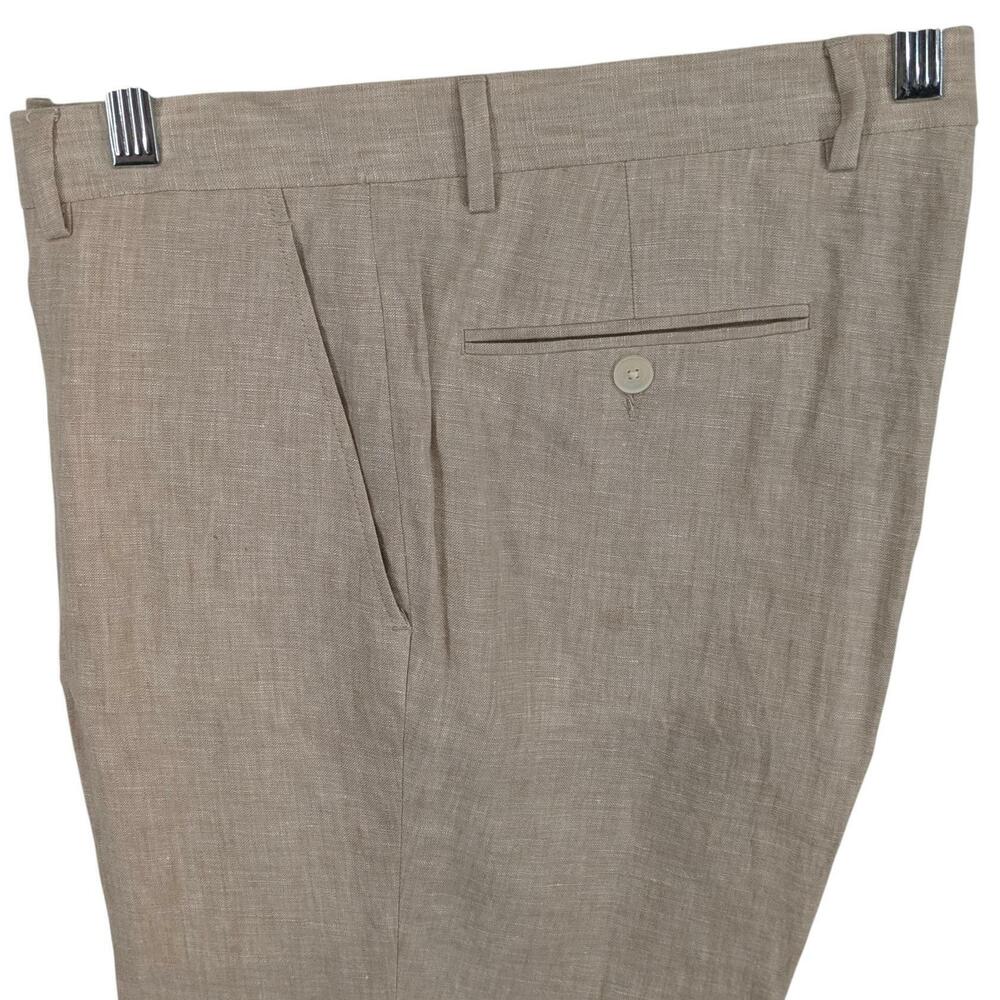 Tommy Hilfiger Men's Modern-Fit 100% Linen Suit Dress Pants Tan 33 x 30 NWOT